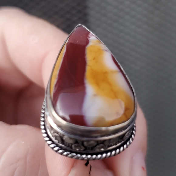 New Mookaite Jasper 925 Silver Statement Ring. - Picture 5 of 12